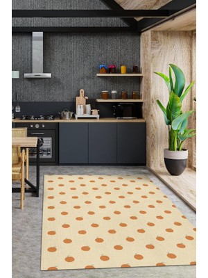Homshtag Portakal Desenli Turuncu Minimal Salon Halısı Renkli Mutfak Halısı Tarz Oturma Odası Halısı