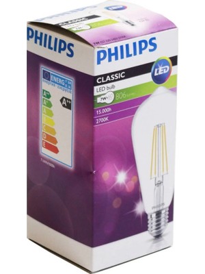 Philips Philps LED Classic 7W/60W ST64 E27 Dim Edilemez 2700K (Sarı) LED Filament Ampul 2 Adet