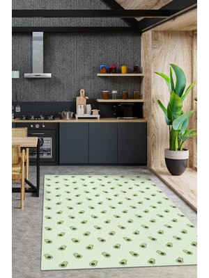 Homshtag Avokado Desenli Yeşil Halı Minimal Salon Halısı Renkli Mutfak Halısı Tarz Oturma Odası Halı