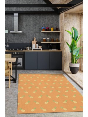 Homshtag Ananas Desenli Sarı Halı Minimal Salon Halısı Renkli Mutfak Halısı Tarz Oturma Odası Halı