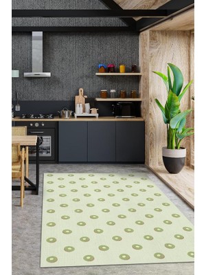 Homshtag Kivi Desenli Yeşil Halı Minimal Salon Halısı Renkli Mutfak Halısı Tarz Oturma Odası Halı
