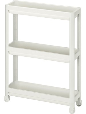 IKEA Servis Sehpası Beyaz 54X18X71 cm Meridyendukkan Mutfak-Banyo Düzenleyicisi 3 Katlı Tekerlekli