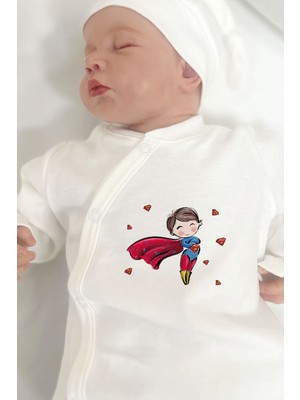 Tuğba Kuğu Organik 10'lu Interlok Hastane Çıkışı - For Baby Serisi - Superman