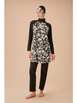 Suwen Desenli Tesettür Mayo Takımı