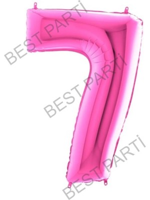 Best Parti Fuşya Pembe Folyo Rakam Balon 100 cm 7