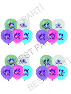 Best Parti Unicorn Baskılı Karışık Balon 20 Adet