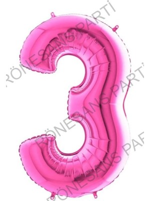 Rönesans Parti Fuşya Pembe Folyo Rakam Balon 100 cm 3
