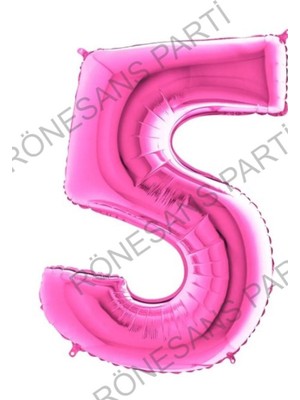 Rönesans Parti Fuşya Pembe Folyo Rakam Balon 100 cm 5