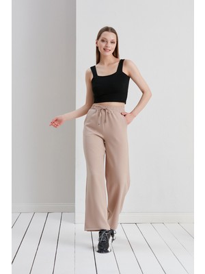 Thin Shop Bağcıklı Pantolon Günlük Palazzo Comfort Collection Kadın Bej