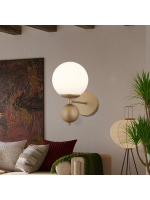 Apliqa Kuvars Tekli Eskitme Beyaz Camlı Modern Yatak Başı Salon Aplik