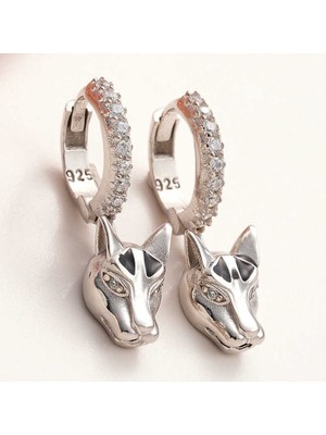 Inure Jewelry ​gümüş Sallantılı Kaplan Figürlü Kadın Küpe