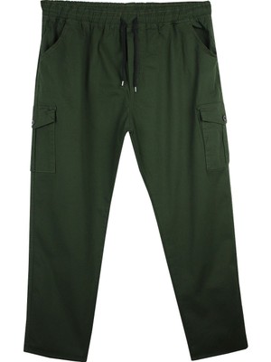 Maruf Shop Kargo Cepli Büyük Beden Gabardin Pantolon Yeşil