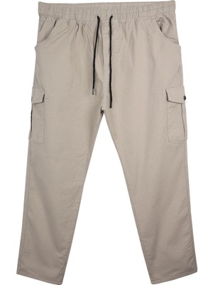 Maruf Shop Kargo Cepli Büyük Beden Gabardin Pantolon Taş