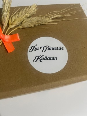 Butik Sosyetik Iyi Günlerde Kullanın Siyah El Yazılı Yuvarlak Yapışkanlı Etiket 5 x 5 cm 100 Adet