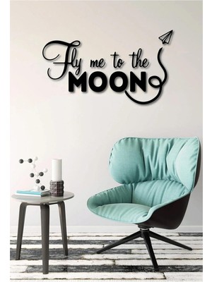Ensa Design Ensa Desing Fly Me To The Moon Ahşap Duvar Yazısı - Ev Dekorasyonu - 60 x 35CM