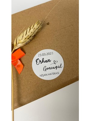 Butik Sosyetik Nikah Nişan Kına Hatırası Yuvarlak Yapışkanlı Etiket 5 x 5 cm 100 Adet