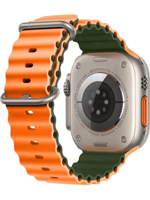 E2M Apple Watch 38-40-41MM Krd-28 Ocean Çift Renkli Turuncu Kordon