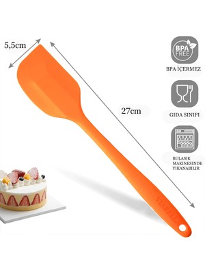 Viarella Silikon Spatula Büyük Boy Yanmaz Yapışmaz Çizmez Turuncu