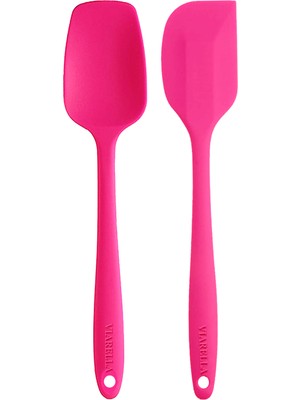 Viarella Silikon Kaşık Spatula Seti Büyük Boy Yanmaz Yapışmaz Çizmez 2'li