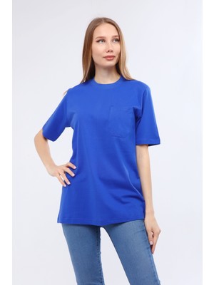 Çamdalı Iş Elbiseleri O Yaka Saks Mavi Kısa Kollu Süprem Iş Tişörtü - O Yaka T-Shirt