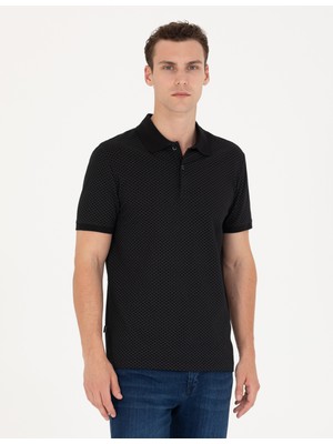 Pierre Cardin Erkek Siyah Slim Fit Polo Yaka Tişört 50275773-VR046