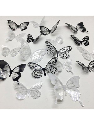 Else Nippon 18 Adet 3D Duvar Sticker Çift Kanatlı Kelebek Pvc Wall Sticker Butterfly