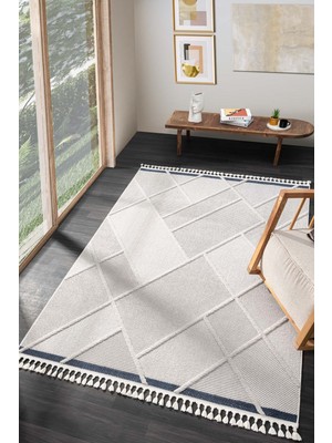 Eliz Home Iskandinav Modern Saçaklı Dokuma Halı Oturma Odası Salon Halısı