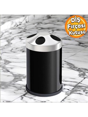 Badem10 Set Üstü Diş Fırçalık Banyo Metal Diş Fırçası Kabı Kutusu Siyah