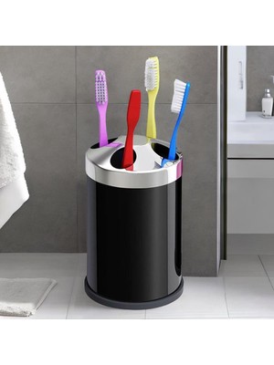 Badem10 Set Üstü Diş Fırçalık Banyo Metal Diş Fırçası Kabı Kutusu Siyah