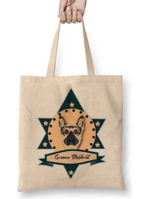 Pastor Alemao Pug Köpek Bez Çanta Uzun Saplı