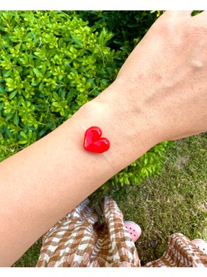 Atelier Çağla Hayalet Şeffaf Zincir Murano Cam Kalp Bileklik