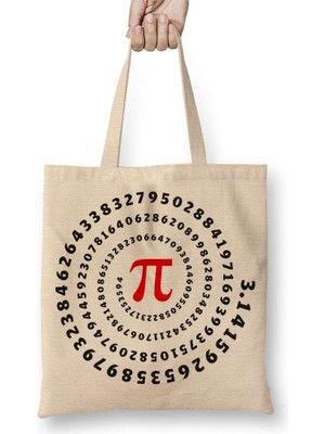 Humuts Pi Sayısı Matematik Özel Tasarım Bez Çanta Uzun Saplı
