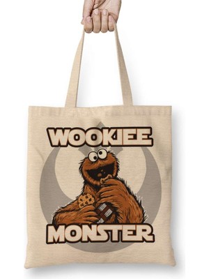Humuts Wookiee Monster Kurabiye Canavarı Bez Çanta Uzun Saplı