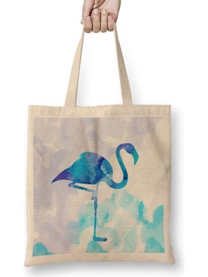 Humuts Flamingo Bulutlarda Bez Çanta Uzun Saplı