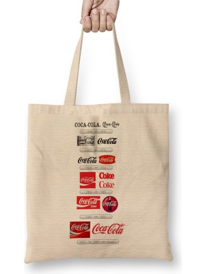 Coca Cola Logo 01 Bez Çanta Uzun Saplı