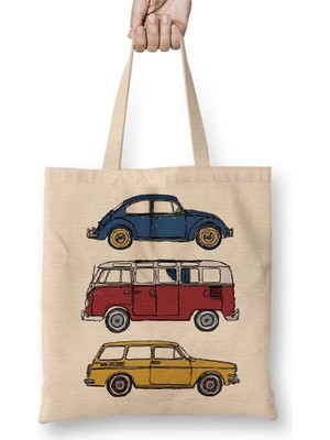 Vintage Volkswagen Bez Çanta Uzun Saplı