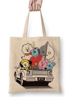 Humuts Bts BT21 01 Bez Çanta Uzun Saplı