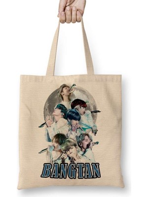 Humuts Bts Moon Bangtan Bez Çanta Uzun Saplı