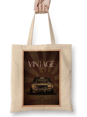 Skylıne Vintage Bez Çanta Uzun Saplı