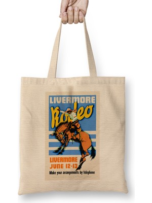 Humuts Livermore Rodeo Usa Vintage Wall Art 1933 Bez Çanta Uzun Saplı