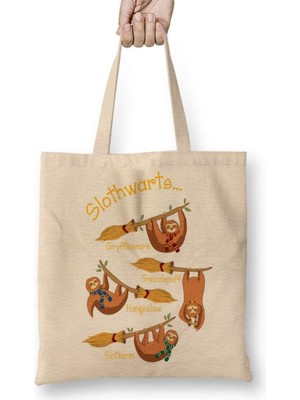 Humuts Harry Pawter Cute Sloth Slothwarts Bez Çanta Uzun Saplı