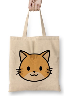 Humuts Cute Ginger Cat Eddie The Ginger Kedi Bez Çanta Uzun Saplı