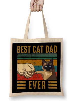 Humuts Retro Vintage Best Cat Dad Ever Fathers Day Siamese Cat Gift Bez Çanta Uzun Saplı
