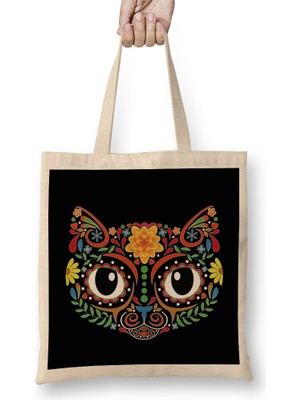 Cute Ginger Cat Day Of The Dead Cat Kedi Bez Çanta Uzun Saplı
