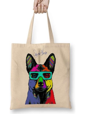 Humuts Pastor Alemao Pug Köpek Bez Çanta Uzun Saplı