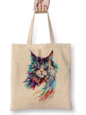 Humuts Trius Animals Gato Renkli Kedi Cat Bez Çanta Uzun Saplı