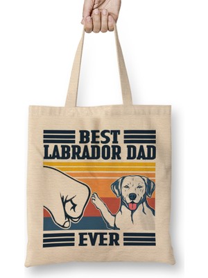 Humuts Best Labrador Dad Ever Shirt Vintage Father Day Köpek Bez Çanta Uzun Saplı