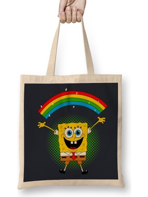 Humuts Spongebob Rainbow Süngerbob 01 Bez Çanta Uzun Saplı