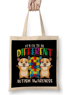 Colorful It S Ok To Be Different Autism Awareness Bez Çanta Uzun Saplı