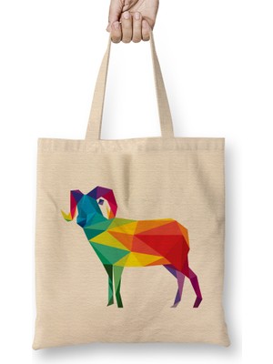 Humuts Geometric Animal Rainbow Ram Bez Çanta Uzun Saplı